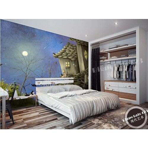 The custom 3D murals,dream aesthetic abstract house fairy tale painting, living room sofa TV wall bedroom background wall paper