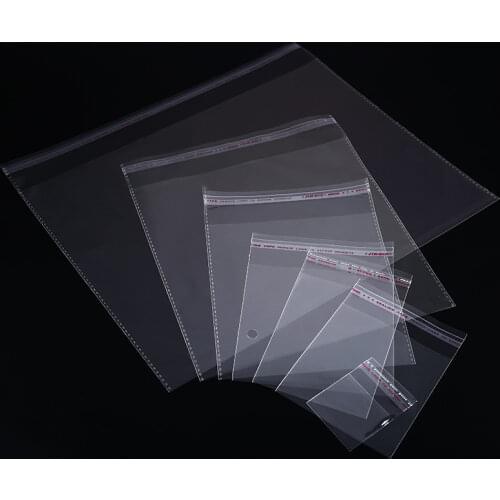 200pcs 4 Sizes Transparent Self Adhesive Sealed Opp Plastic Pouch Sachet Gift Bag For Jewelry Wedding Party Beads Packing Supply