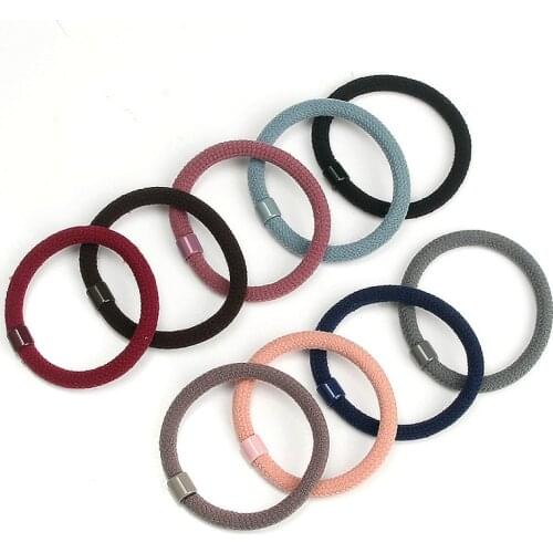 9Pcs Womens 5CM Hair Band Headdress Simple Fashion Rubber Bands Hair Ring High Elasticity Nylon Hair Rope Girl Hair Accessories