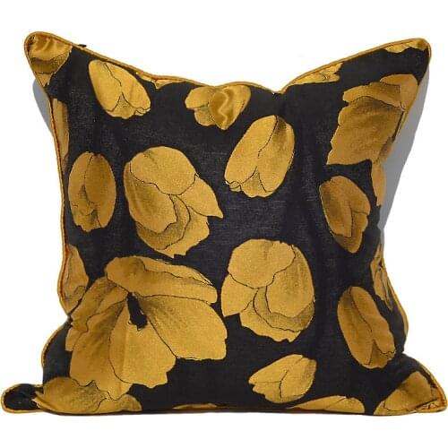 Black Yellow Luxury Flowers Pillow Cushion Cover Throw Pillows Covers Noble Cojines Decorativos Para Sofa Cushions Almofadas