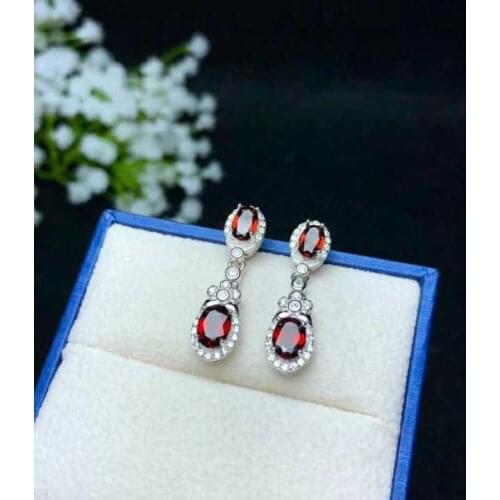 Natural red garnet drop earrings 925 silver natural gemstone earrings women girl romantic Lovely Butterfly party gift jewelry