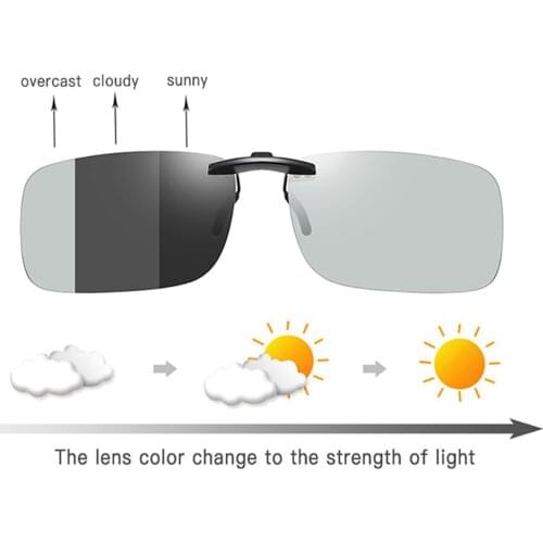 Photochromic clip on sunglasses polaroid lens men shortsighted driving glasses Night Vision near sight myopia antiglare goggle