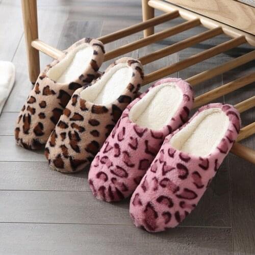 Men Women Soft Bottom Home Slippers Leopard Print Indoor Floor Slippers Non-slip Shoes Bedroom House Slippers Warm Couple Shoes