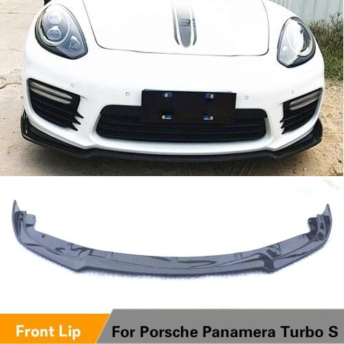 Carbon Fiber Front Bumper Lip Spoiler Splitters For Porsche Panamera Turbo S 2014 - 2016 Front Bumper Guard