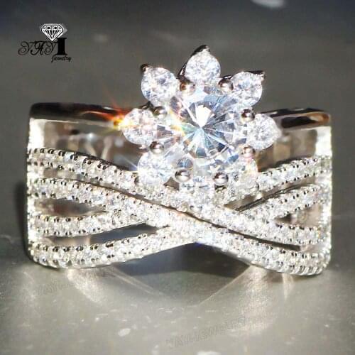 YaYI Jewelry Princess Cut 8.5 CT White Zircon Silver Color Engagement Rings wedding Heart Rings Girls Party ring Gifts 882