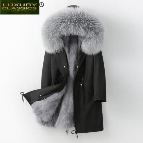 Coat Real Female Fur Real Raccoon Fur Liner Woman Parkas 2021 Winter Clothes Women Luxury Fur Collar Warm Overcoats 206