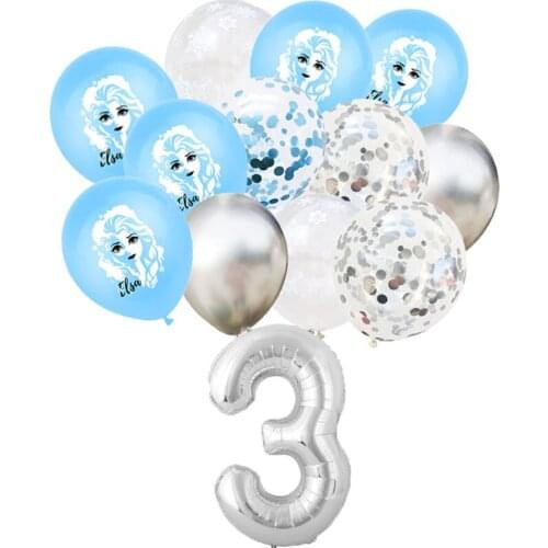 13pcs/set Disney Frozen 2 Elsa Anna Princess Aluminium Foil Number Balloons Baby Shower Girls Birthday Party Decor Supplies