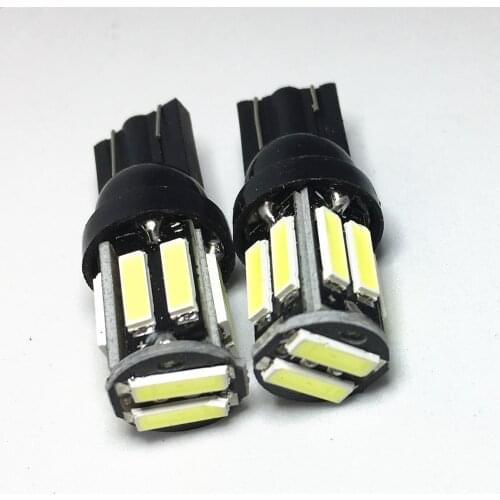 2Pcs W5W 7020 10 SMD Car T10 LED White Blue Bulbs For Clearance Lights 194 168 Wedge Replacement Reverse Instrument Panel Lamp