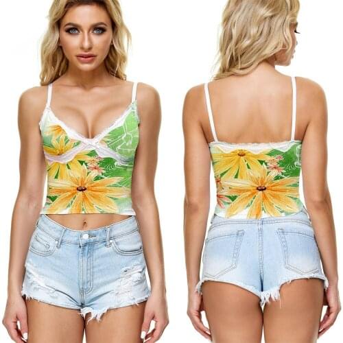 2021new Trend Womens Sexy Deep V-neck Floral Print Backless Camisole