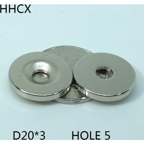 5 10 20 50pcs/lot Disc magnet 20*3 Hole 5 N38 Strong D Countersunk magnet 20x3 Permanent magnet 20x3-5 for speaker