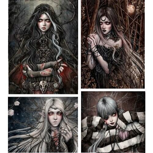 5D Vampire Personality Illustration Witch Full Diamond Painting Mosaic Cross Stitch Embroidery Home Decoration Painting Diy