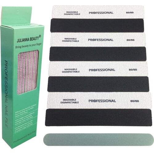 9Pcs Per Box Nail File Buffer 80/100/180 Square Straight Lime Ongle Manicure Sanding Files UV Gel Polish Remover Nail Care Tool