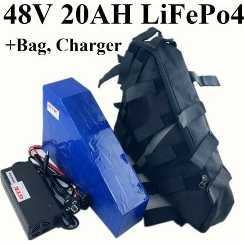 48v 20ah lifepo4 battery pack triangle for electric scooter bike 500w 1500w motor 48v lithium battery + 58.4V Charger