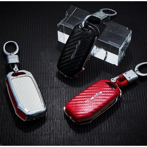 Car Carbon Fiber Key Case Holder Cover For Kia Sportage Ceed Sorento Cerato Forte 2017 2018 2019 Smart Key 3/4 Button Accessory