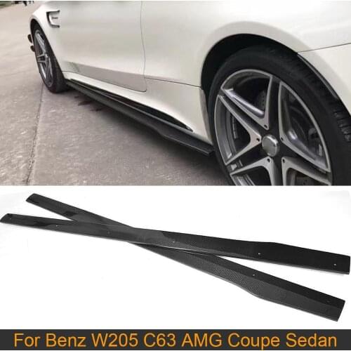 C Class Carbon Fiber Car Side Skirts for Mercedes Benz W205 C63 AMG Coupe Sedan 2015-2017 2PCS Side Skirts Extension Lip Aprons