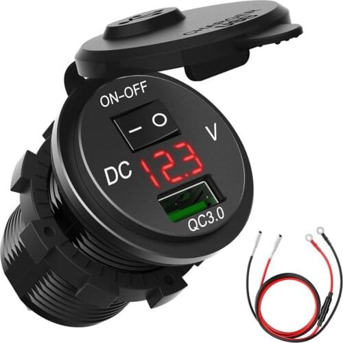 Quick Charge USB Motorcycle Charger Socket, Waterproof Power USB Charger for Car Motorcycle