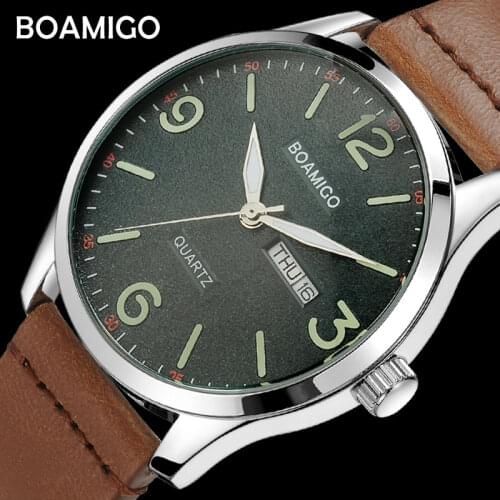 Men watches Brand Luxury BOAMIGO Waterproof casual fashion Luminous Hands Sport man Quartz leather clock Relogio Masculino