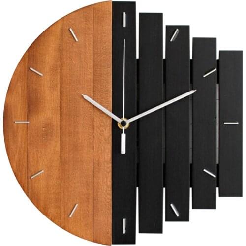 Wooden Wall Clock Modern Design Vintage Rustic Shabby Clock Quiet Art Watch Home Decoration