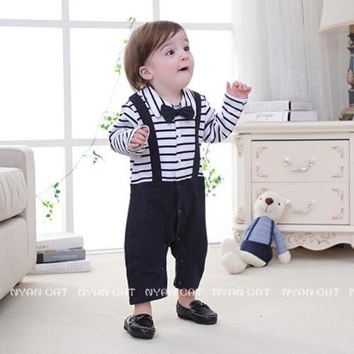 Gentleman Newborn Boys Romper Baby Boy Fashion Party Wedding Rompers Tie+Romper Toddler Baby Boys Jumpsuit Clothes 3-18Months