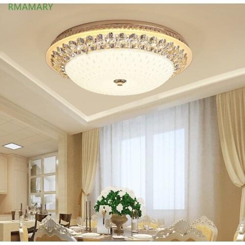 European round crystal ceiling lamp study modern simple restaurant bedroom living room LED lights luxury ceiling lamp 110-220V