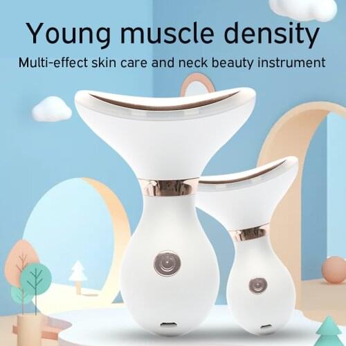3 Colors LED Photon Therapy Neck and Face Lifting Tool IPL Vibration Skin Tighten Reduce Double Chin Anti-Wrinkle Remove Device
