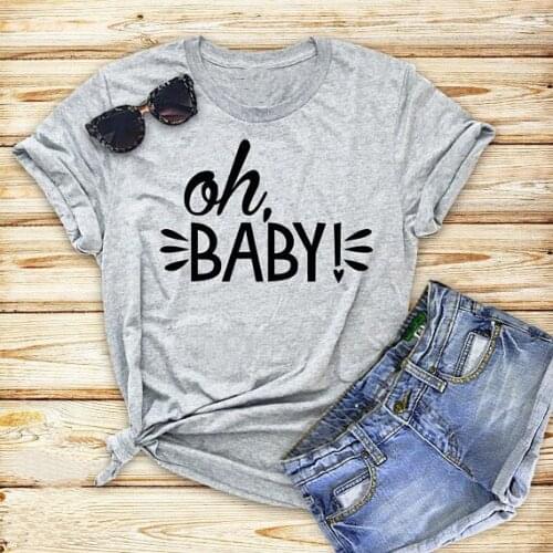 Oh Baby T-Shirt Pregnancy Announcement Harajuku Tee Mom To Be Gift Tshirt Pregnancy Gift Hipster COTTON Fabric Aesthetic Shirt