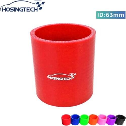 HOSINGTECH-Straight Silicone Hose 2.5" 63mm 3-Ply Intercooler Coupler Tube Pipe Red Color