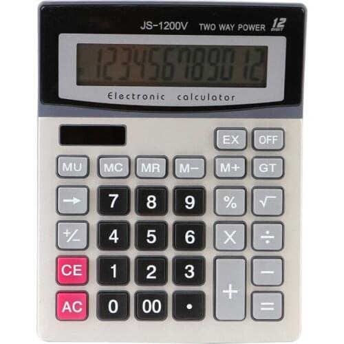 12 Digit Desk Solar Calculator Financial Business Accounting Tool Big Buttons Electronic Calculator For School Student