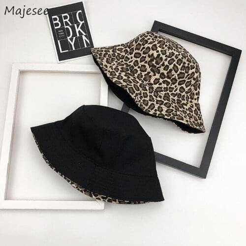 Leopard Bucket Hats Women Flat Vintage Design Basic Version Korean Chic Ulzzang High-fashion Hip Hop Unisex Casual Decorate New