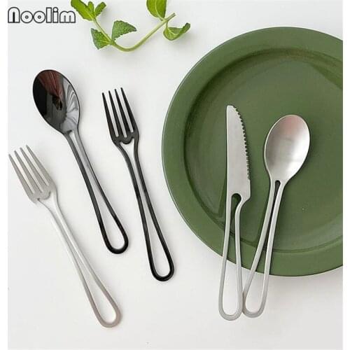 3Pcs/Lot Stainless Steel Cutlery Set Flatware Western Dessert Cake Fruit Forks Soup Coffee Spoons Steak Knives Kitchen Tableware