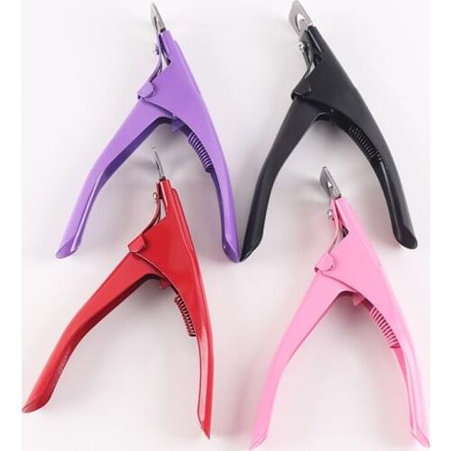 Professional Beauty Salon U Shape French False Nail Tips Edge Clipper Manicure Colorful Stainless Steel Nail Tip Cutter