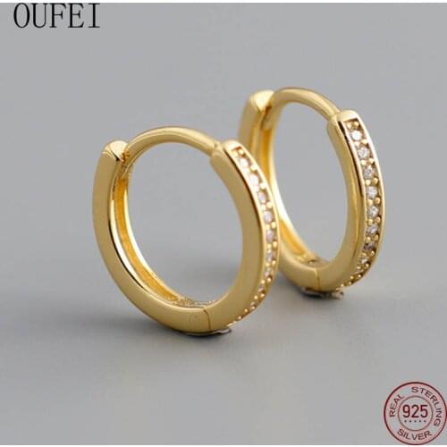 Hoop Earrings 925 Sterling Silver Earrings Women Zircon Fashion Round Fine Simple Earrings Fine Jewelry Accessories