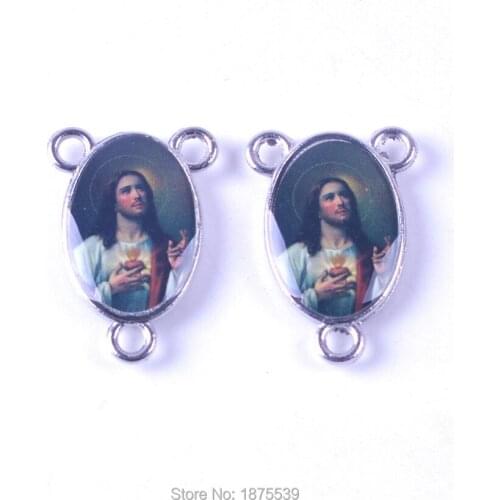 Sacred Heart Jesus Catholic Rosary Centerpieces 3 Holes Connector Used in Rosary