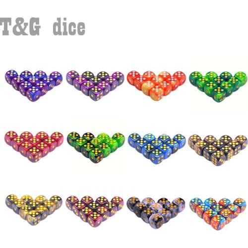 T&G 10pcs/set of 12mm D6 Gambling Dice with Gold Standard Dot As Tower Game Accessories for Gambling,Tabletop