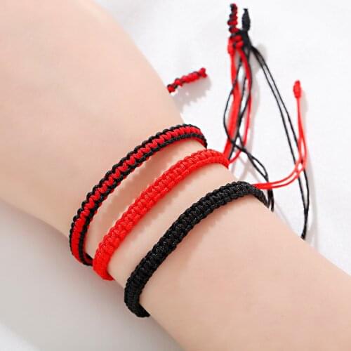Tibetan Buddhist Handmade Bracelets Friendship Jewelry Good Lucky Red Black Thread Braided Charm Bracelet & Bangle for Women Men