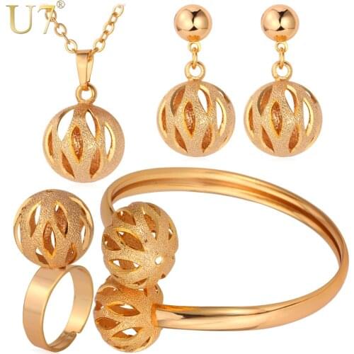 U7 Unique Design Ball Pendant Set Wholesale Gold/Silver Color Trendy Party Bridal Jewelry Sets For Women S579