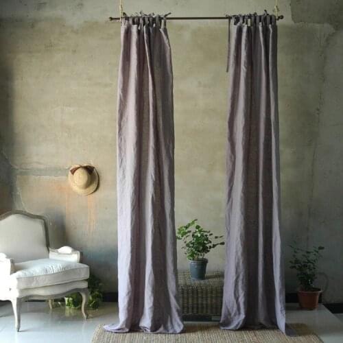 Up Grade 100% Linen Soft Curtains semi-blackout Ramie Light Grey Curtain Norse Hemp Yarn Window Drapes for Living Room Bedroom