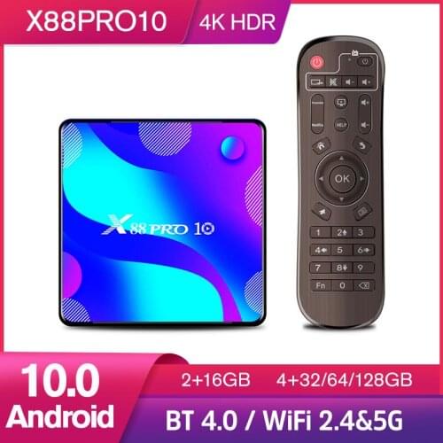 X88 Pro 10 QHDTV Android 10.0 Smart TV Box Rockchip RK3318 Quad Core MAX 4GB 128GB Android TV Box X88pro10 4K H.265 Set Top Box