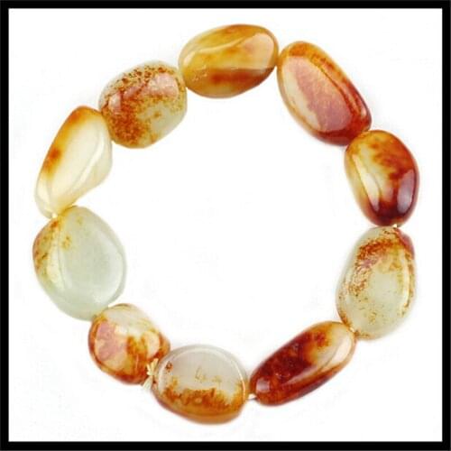 Xinjiang natural Hetian jade seed material hand string raw stone bracelet for men and women