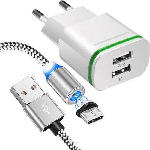 2-port Magnetic USB Fast Charger Micro USB Cable For Xiaomi 10 9T 9 SE CC9 Redmi 6 6A 7A Note 9 8 4X 5 5A 7 K20 K30 Type C Cord