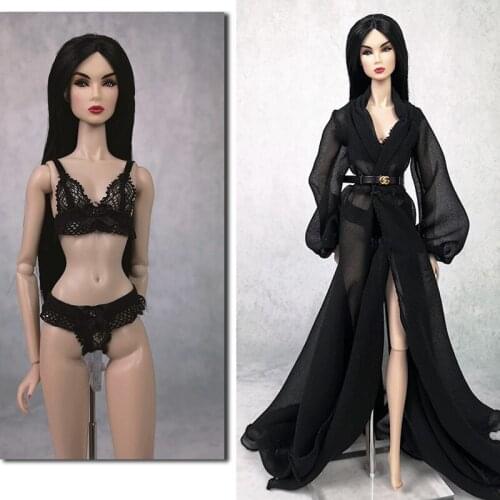 T02-X506-7 Blyth st Doll clothes 1/3 1/4 bjd 1/6 dolls Accessories custom made black white color Lace nightgown 3pcs/set