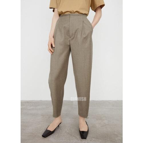 Woman Fashion Wool Blend Pants with pockets Long Trousers Twisted Seam High Quality 2022FW