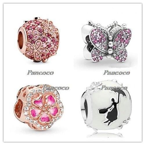 925 Sterling Silver Mary Poppins Silhouette Charm, White & Black Enamel Fits Women Pandora Bracelet & Necklace Jewelry