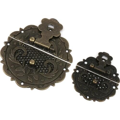 1 Piece Antique Brass Wooden Case hasp Vintage Decorative Jewelry Gift Box Suitcase Hasp Latch Hook Furniture Buckle Clasp Lock