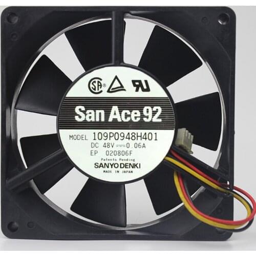 109P0948H401 48V 0.06A 9cm three-wire cooling fan