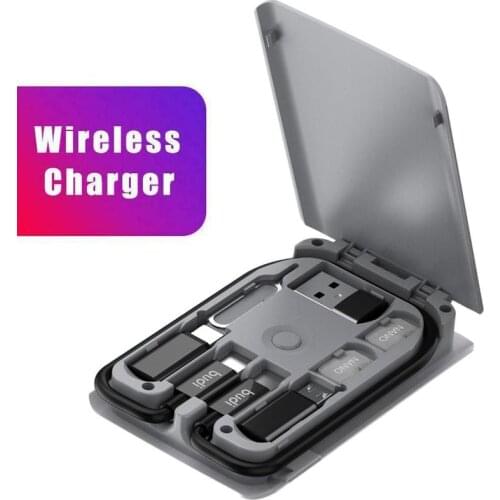 15w Wireless Charger Multi-function Portable Data Cable Storage Bag Universal Data Line Conversion Head Wireless Charger