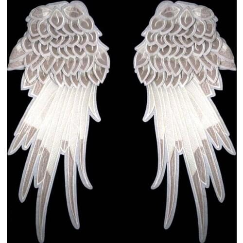 2Pcs/1Pair Large wings 3d embroidery lace patch fashion show diy clothes accessories lace fabric applique no glue