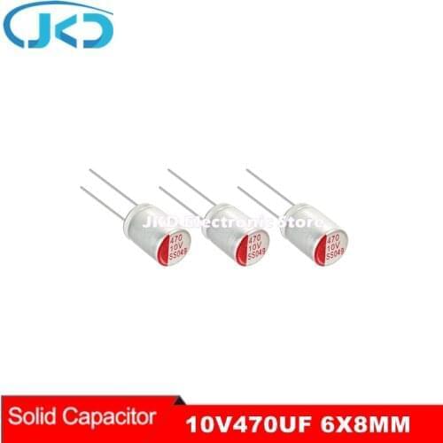 20pcs 10V 470UF 6*8mm New Motherboard Graphics Card Solid Capacitor Low ESR 470UF 10V High Quality