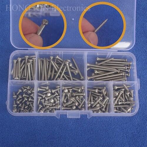 200pcs M3(3mm) Stainless Steel Phillips Pan Head Self Tapping Screws Assortment Wood screw bolt