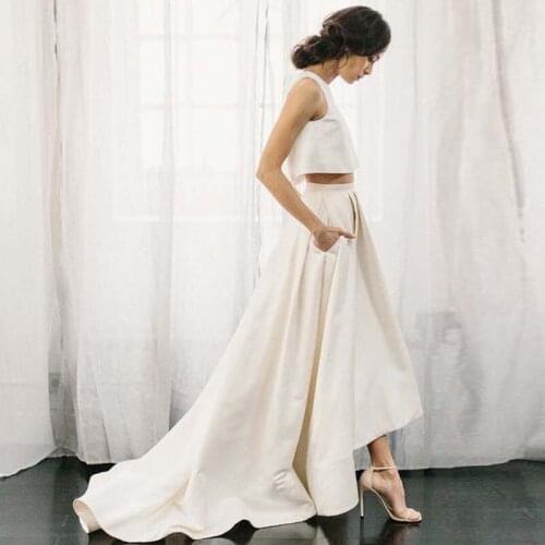 2017 Solid High Low Women Skirts Custom Made Pleated Sweep Train Taffeta Skirts With Chic Pockets Casual Maxi Party Skirts